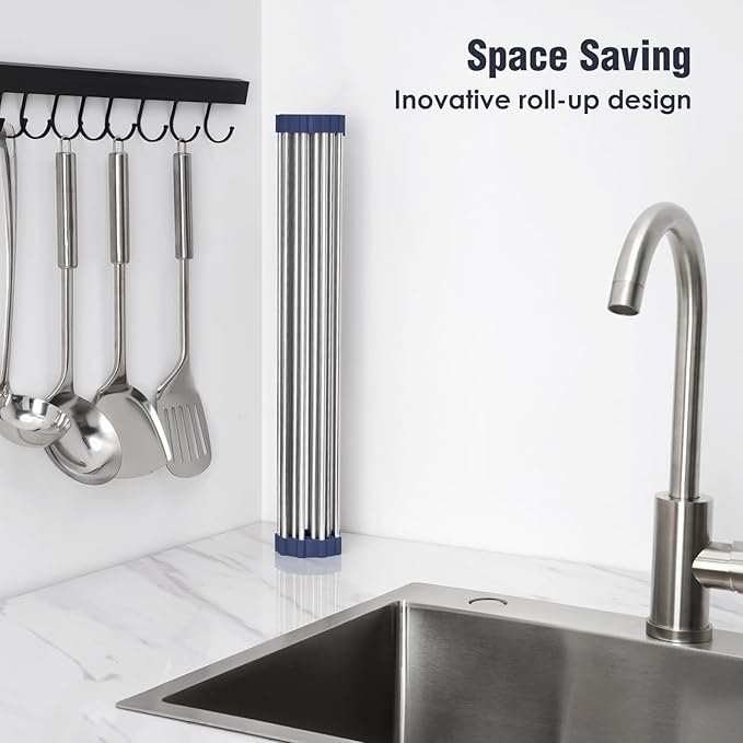 Tomorotec 21" x 15.5" Roll Up Dish Drying Rack Over Sink Drying Rack Sink Cover - Image 3