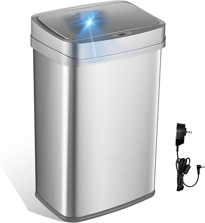 Ninestars 13 Gallon Odor Neutralizing Smart Trash Can, UV + Ozone Dual by NINESTARS