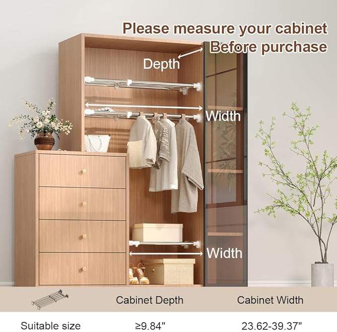 Hershii Tension Shelf Expandable Rod Closet System Heavy Duty Clothes Hanger - Image 5