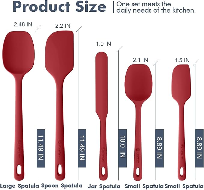 ChefAide 5 Pieces Silicone Spatula Set, Food Grade Rubber Spatula, Upgrade - Image 2
