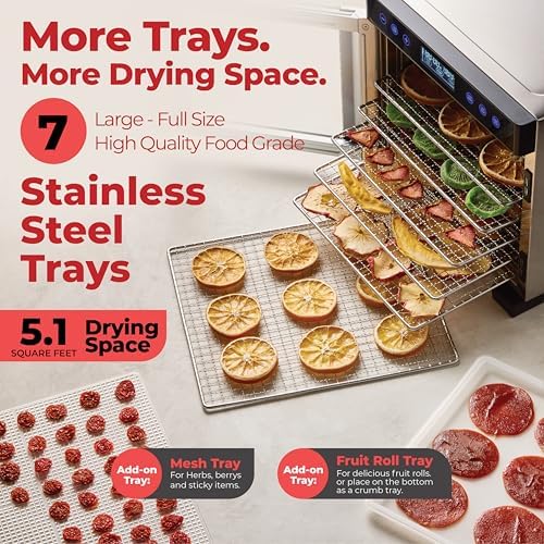 Magic Mill Pro Food Dehydrator, 7 Stainless Steel Trays