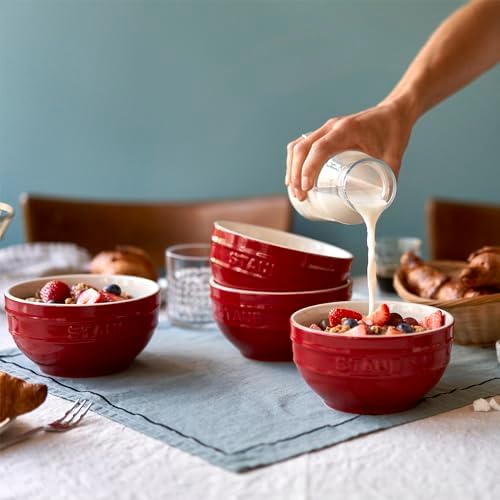 STAUB Ceramic 2-pc Large Universal Bowl Set, 6.5-inch/1.25-qt, Cherry
