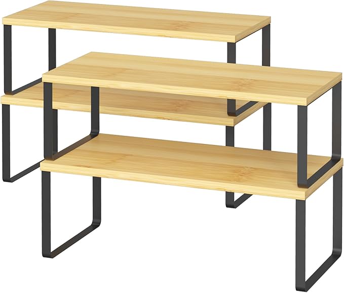 NEX Kitchen Cabinet and Counter Shelf Organizer, Stackable & Expandable by NEX