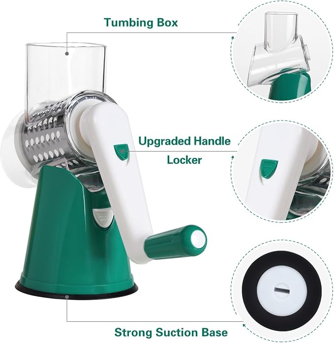 Cambom Rotary Cheese Grater Hand Crank Cheese Shredder - Image 7