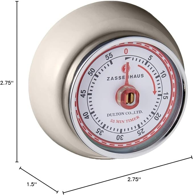 Zassenhaus Magnetic Retro Kitchen Timer, Classic Mechanical Cooking Timer - Image 4