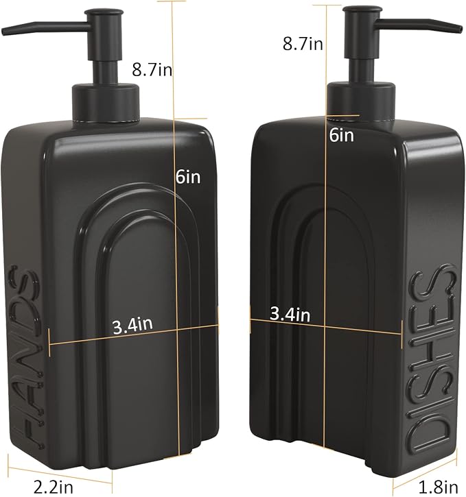 Soap Dispenser Set with Stainless Steel Pump, 2 Pack Ceramic Refillable Dish - Image 5