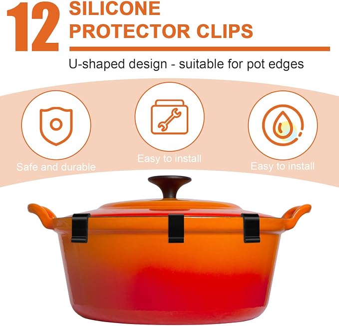 24pcs Dutch Oven Lid Protector Clips, Silicone Dutch Oven Lid Flexible Bumper - Image 3