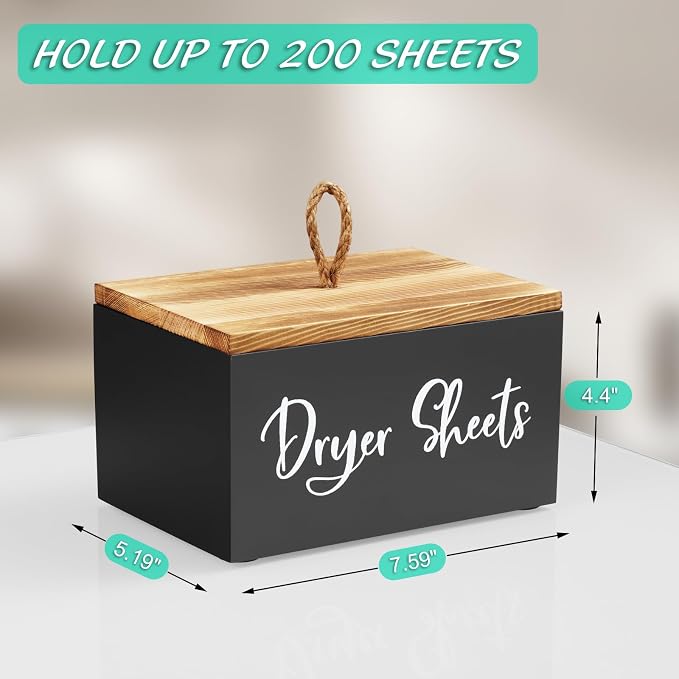 Bivvclaz Dryer Sheet Holder, Wooden Laundry Sheets Container, Laundry Room - Image 3
