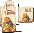 Cute Cat Oven Mitts and Pot Holder Set, Funny Heat Resistant Kitchen Gloves Hot by Unknown