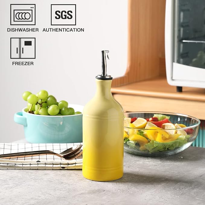 Sweejar Ceramic Olive Oil Dispenser Bottle, Opaque Oil Cruet Protects to Reduce - Image 2