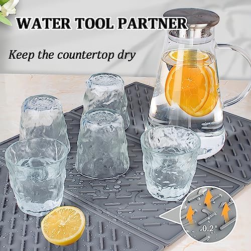 Silicone Dish Drying Mat for Kitchen Counter, Collapsible Trifold