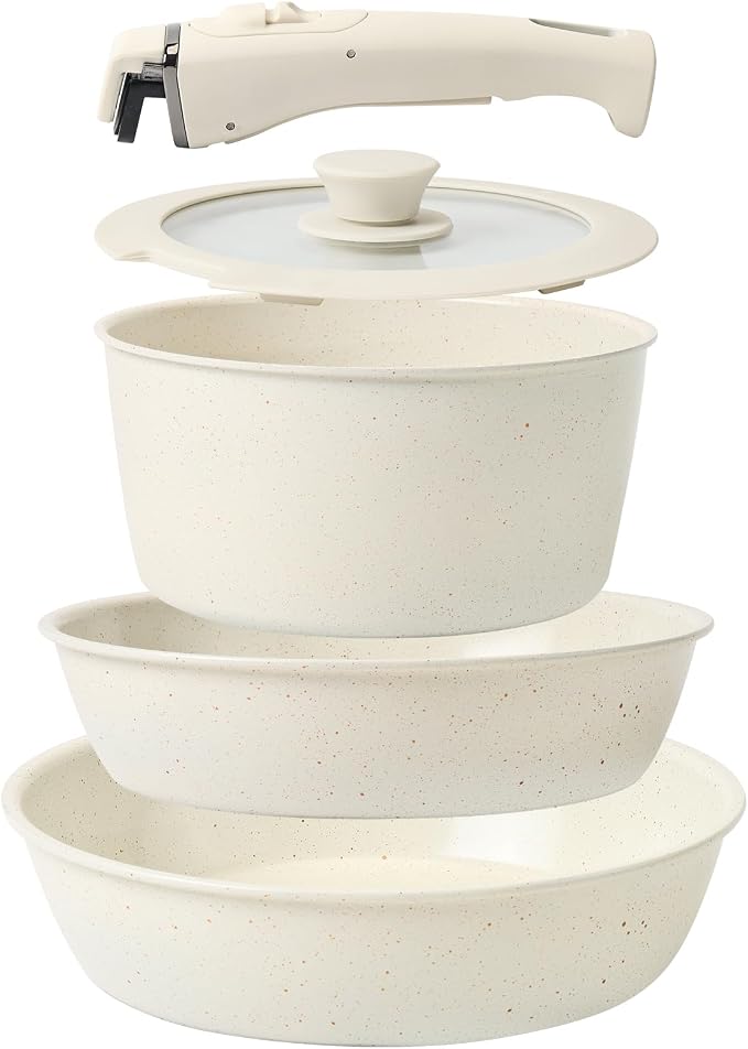 Pots and Pans Set Non Stick, Ceramic Cookware Set Nonstick Frying Pans 5 by HealthyCookingHappyLiving