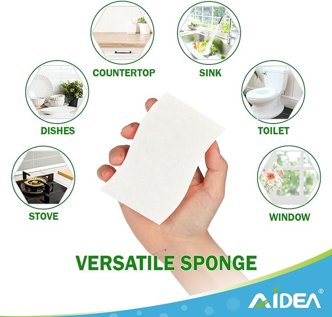 AIDEA Non-Scratch Scrub Sponge-24Count, Sponges Kitchen, Natural Sponge - Image 6