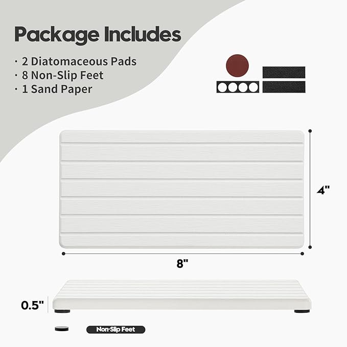 2PCS Water Absorbing Stone Drying Tray Mat - Image 3