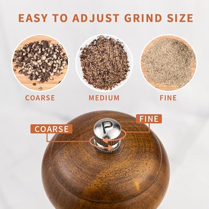 XWXO Wood Salt and Pepper Grinder Set, Salt Mill Pepper Grinder Set, Pepper Mill - Image 4