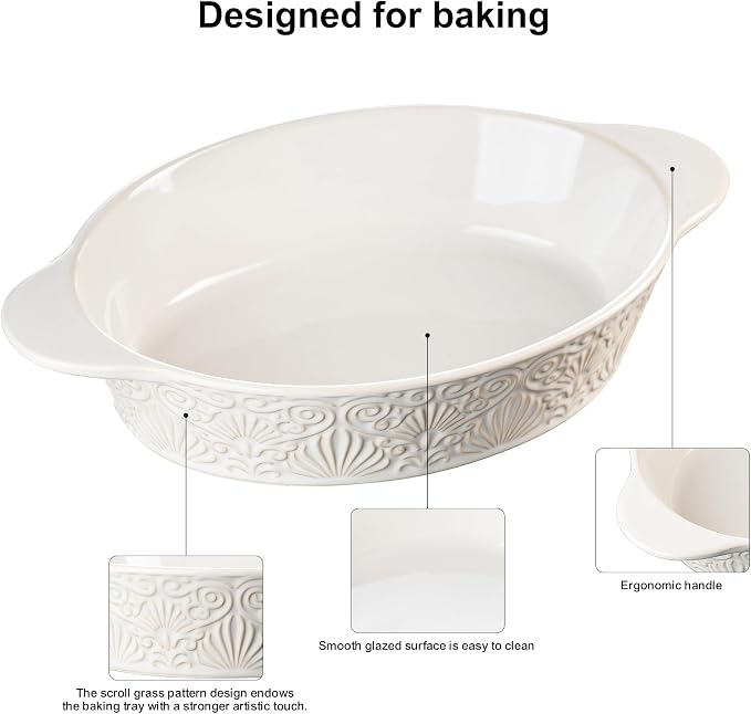 Dafuceramic Casserole Dishes for Oven Sets of 3, Ceramic Oval Baking Dish - Image 5