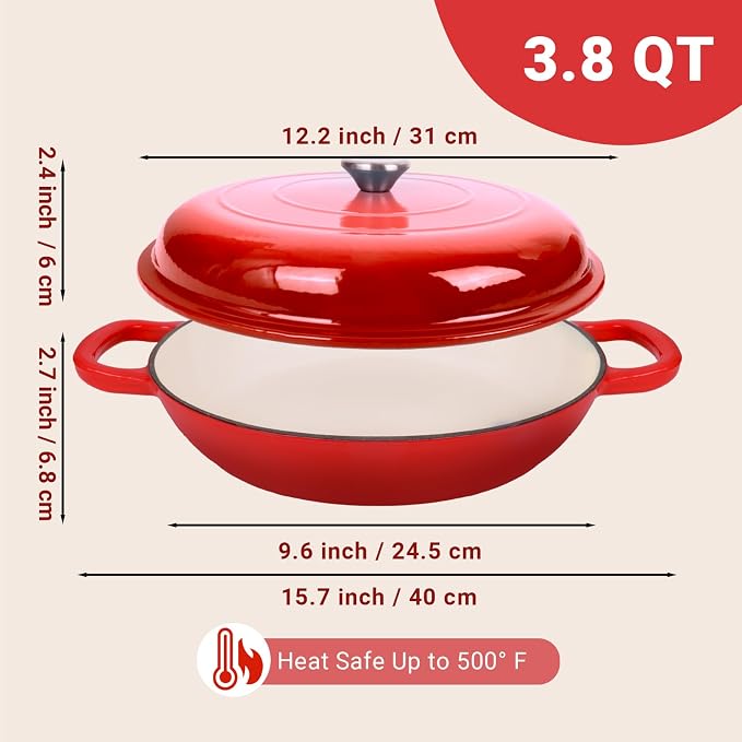 Enameled Cast Iron Dutch Oven, 3.8 Quart Dutch Oven Pot - Image 4