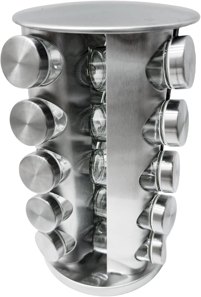 Revolving Spice Rack with 20 Jars, Rotating Spice Rack Organizer with Labels - Image 2