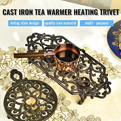Sungmor Heavy Duty Cast Iron Teapot Dish Warmer Stable Holder for