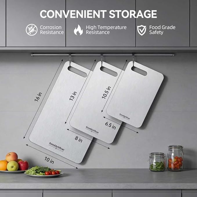 Titanium Cutting Boards, 100% Pure Titanium Kitchen Cutting Board, Double-Sided - Image 4