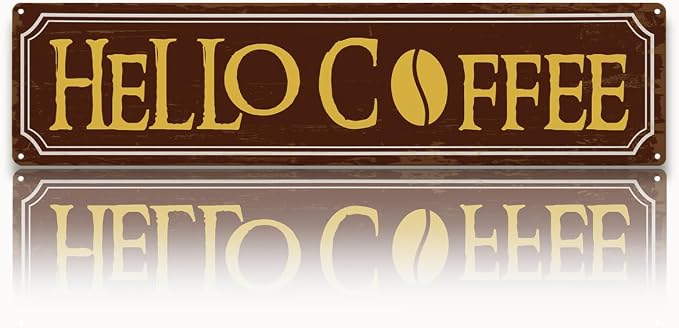 Hello Coffee Signs, Retro Metal Tin Sign, Home Kitchen Wall Decor, Farmhouse by Unknown