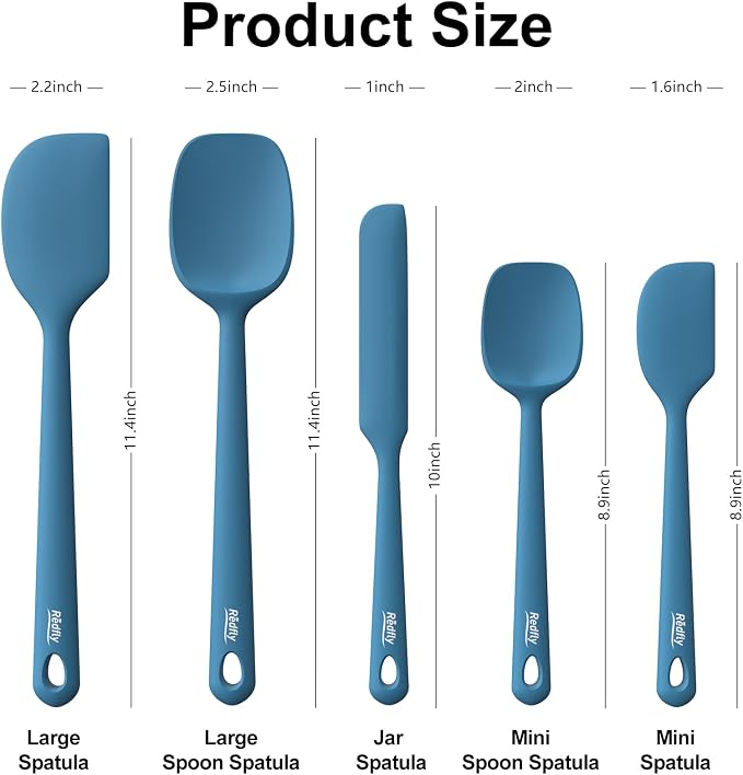Redfly Silicone Spatula Set, 5 Piece Food Grade Silicone Cooking Utensils Set - Image 2
