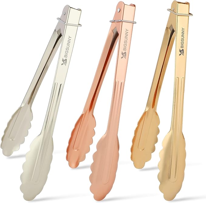 MSY BIGSUNNY 9 Inch Kitchen Food Tongs, Buffet Tongs, Serving Tongs by MSYBIGSUNNY