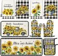 Fanfanwin 10 Pcs Kitchen Decor Set, Beige, Sunflower