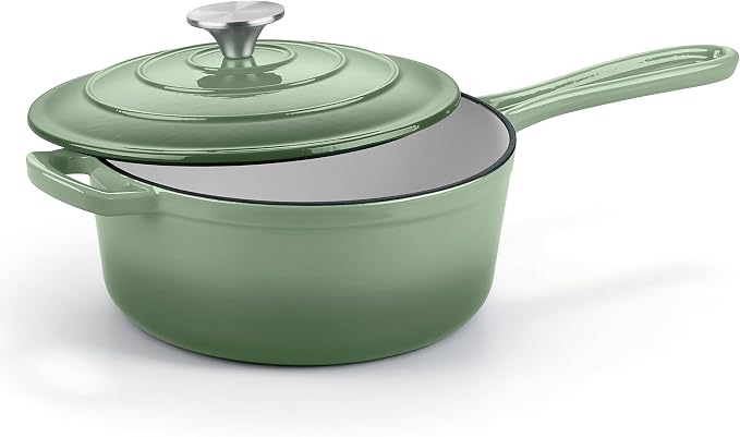 Homikit 3 Quart Saucepan with Lid, Enameled Cast Iron Sauce Pan Cooking Pot by Homikit