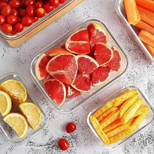 HOMBERKING 10-Pack Glass Meal Prep Containers, 36 oz/14 oz