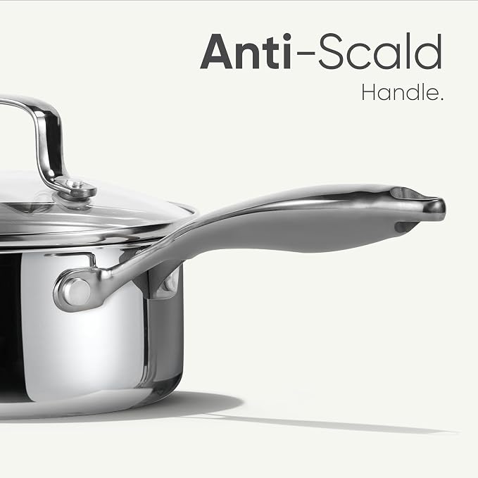 CAROTE 1.5Qt Stainless Steel Saucepan, Non-Toxic 3-Ply Stainless Steel Cookware - Image 5