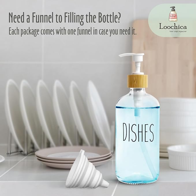 LOOCHICA Dish Clear Glass Soap Dispenser - Image 9
