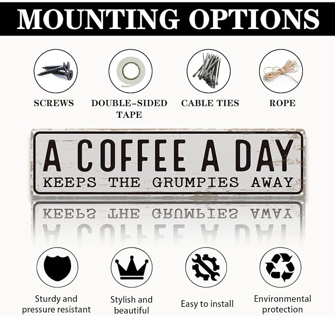 Coffee Signs Decor, A Coffee A Day Keeps the Grum Pies Away Sign, Farmhouse - Image 3