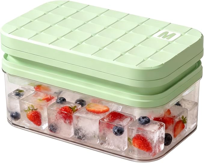 Silicone Ice Cube Trays with Lid and Bin by AUZUX