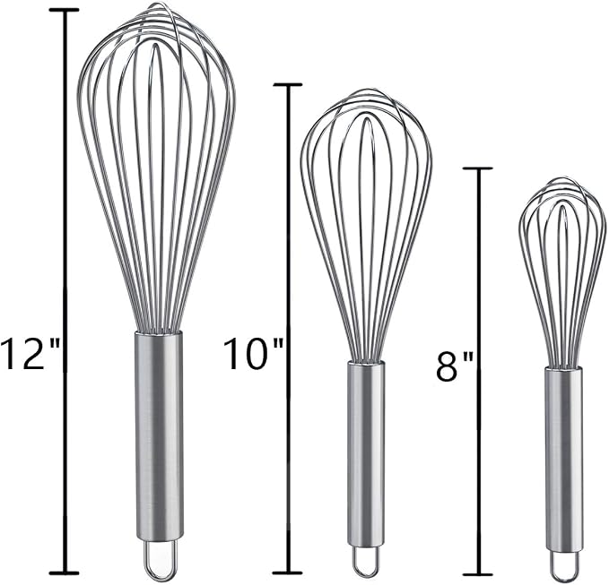 Whisks for Cooking, 3 Pack Stainless Steel Whisk for Blending, Beating and - Image 7
