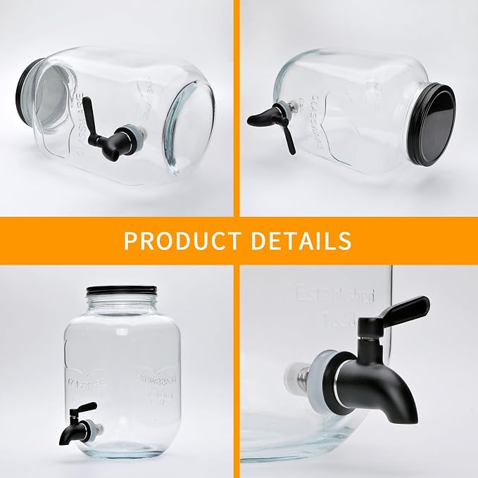 1-Gallon Drink Dispenser, Accguan Glass Water Dispenser - Image 4