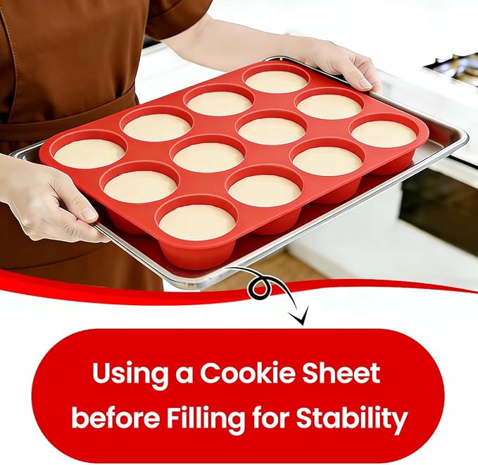 CAKETIME Silicone Muffin Pan 3 Pack Regular 12 Cup Muffin Tin - Image 2