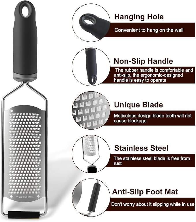Upgraded Lemon Zester & Cheese Grater, Food Grade Stainless Steel None-Slip - Image 4