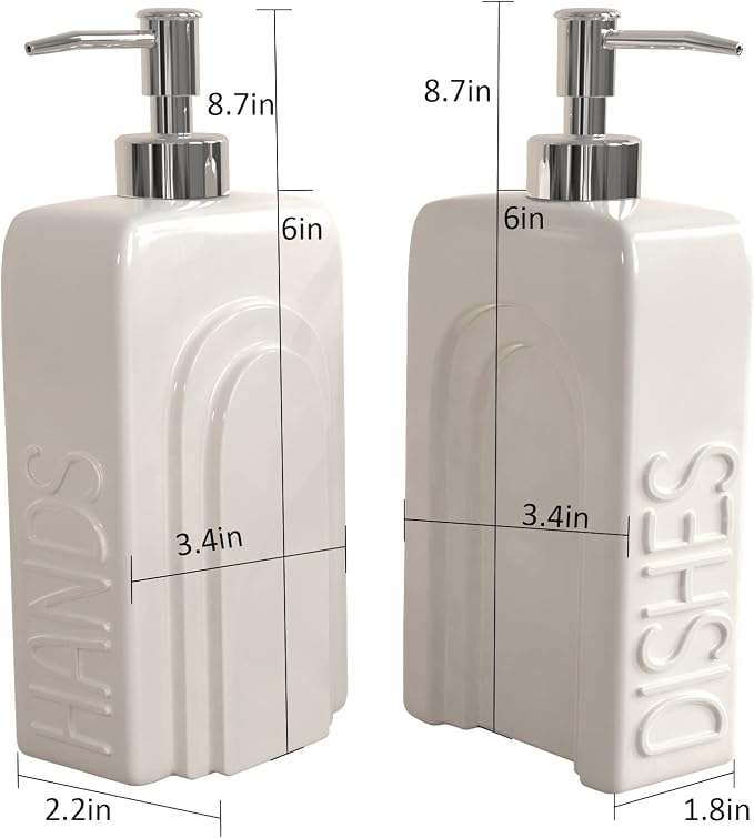 Soap Dispenser Set with Stainless Steel Pump, 2 Pack Ceramic Refillable Dish - Image 5