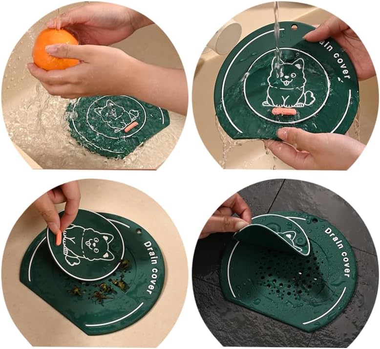 4 Pack Silicone Bathtub Stopper & Drain Cover, Shower Drain Hair