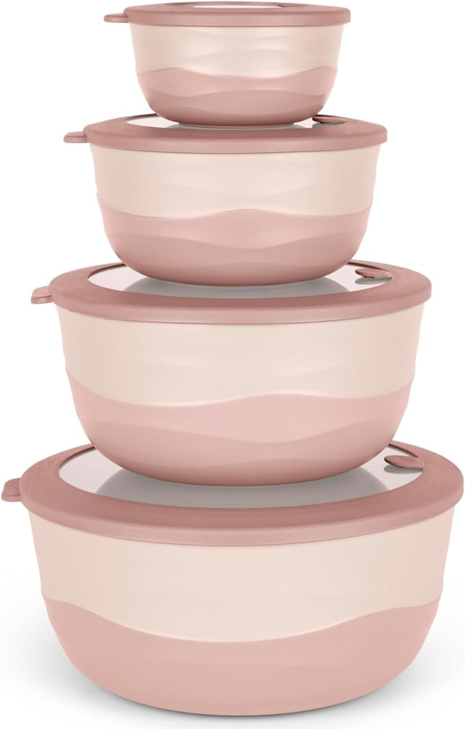Pera Mixing Bowls with Lids Set, 8 Piece, BPA Free Nesting Kitchen Bowl Set by Unknown