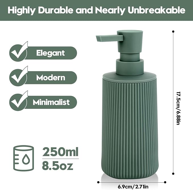 Small Soap Dispenser for Bathroom and Kitchen, Modern Farmhouse Striped Style - Image 6