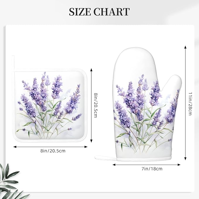 Oven Mitts and Pot Holders Lavender Watercolor Flower Floral Silicone Kitchen - Image 3