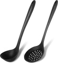 Silicone Soup Ladle Spoon Set of 2, Silicone Nonstick Large Skimmer Slotted by Ecerangus