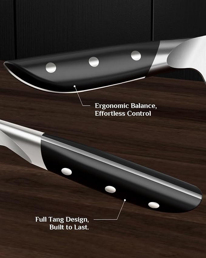 Kitchen Knife Set with Block: 14-Piece German Stainless Steel Full Tang - Image 5