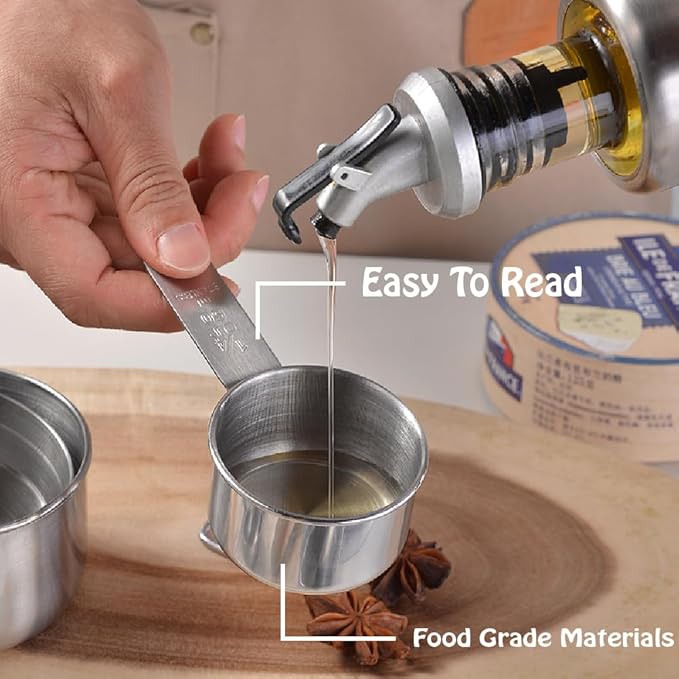 Stainless Steel Measuring Cups Set, 5 Pieces Kitchen Measuring Sets Gadgets tool - Image 3