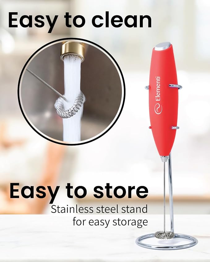 Elementi Electric Milk Frother Handheld, Matcha Whisk, Milk Foamer - Image 5