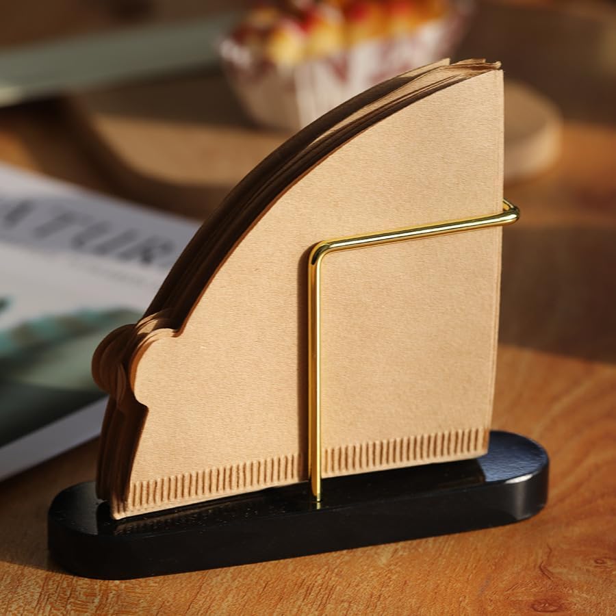 Coffee Filter Holder & Cleaning Brush Set (Black holder+Brush)