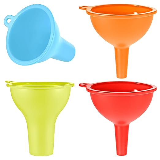 4 PCS Kitchen Silicone Funnel, 4 Colors Kitchen Funnel Set Wide Mouth Funnels by Unknown