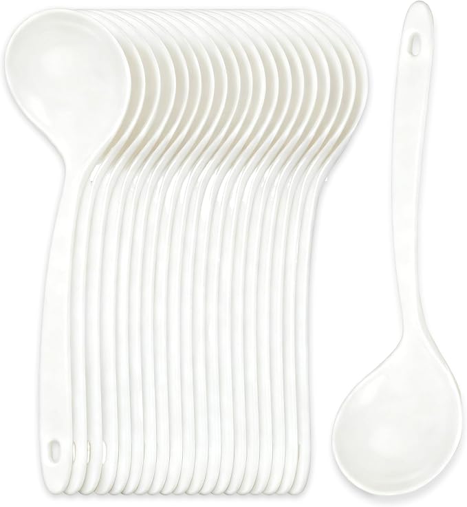 Large Plastic Serving Spoons, Disposable Heavy Duty Serving Spoons, Long Handle by OULIGET